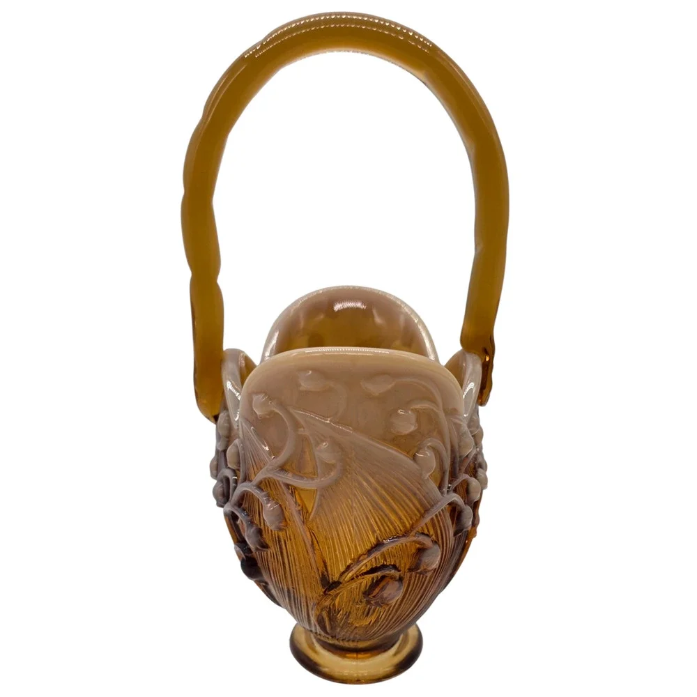FENTON CAMEO OPAL LILY OF THE VALLEY BASKET